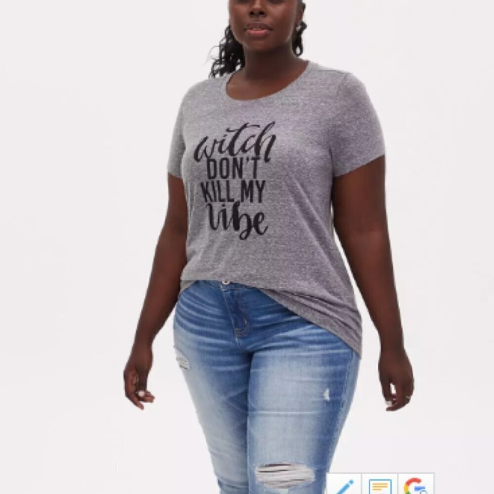 Torrid Gray Graphic Tee Witch Don't Kill My Vibe NWT